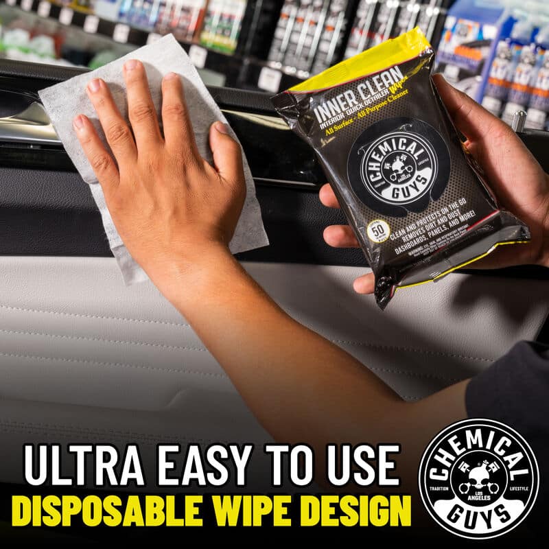Chemical Guys Inner Clean Interior Quick Detailer & Protectant Car Wipes - 50 Wipes
