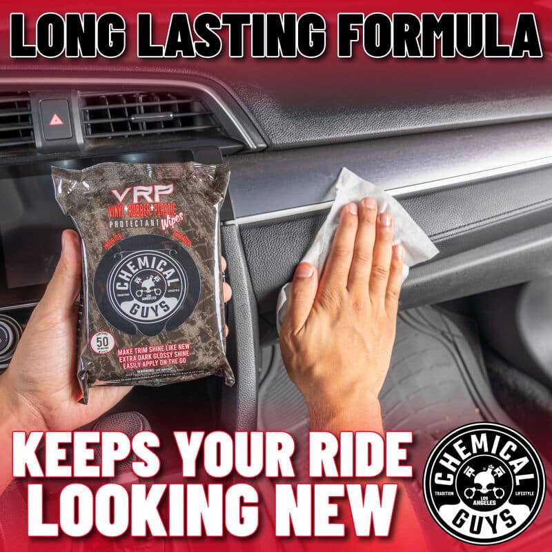 Chemical Guys VRP Vinyl, Rubber, Plastic Shine & Protectant Wipes - 50 Wipes