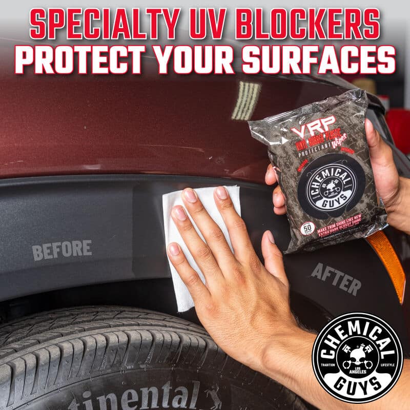Chemical Guys VRP Vinyl, Rubber, Plastic Shine & Protectant Wipes - 50 Wipes