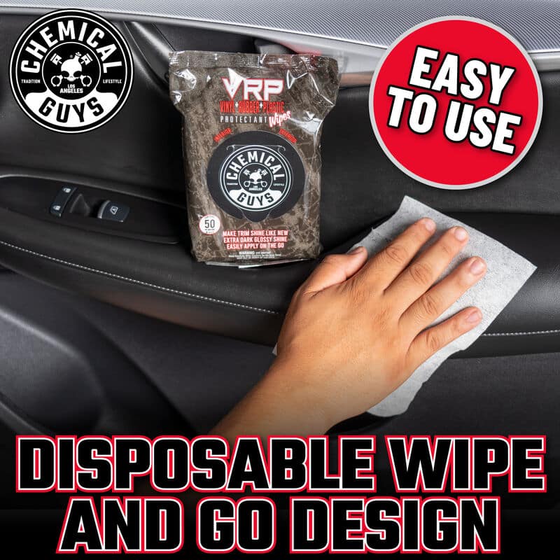 Chemical Guys VRP Vinyl, Rubber, Plastic Shine & Protectant Wipes - 50 Wipes