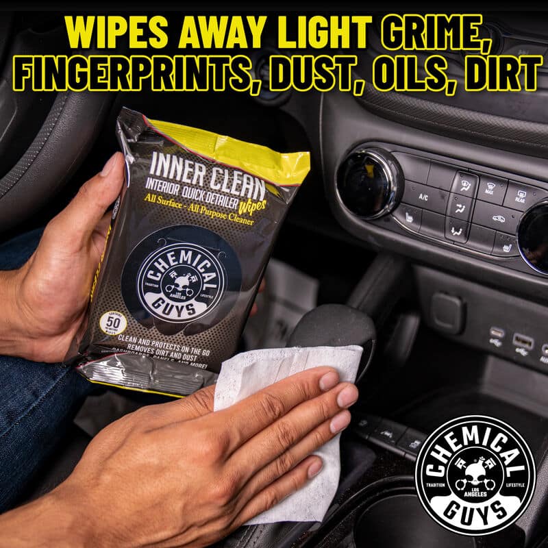 Chemical Guys Inner Clean Interior Quick Detailer & Protectant Car Wipes - 50 Wipes