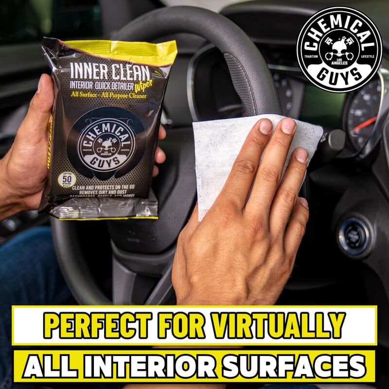 Chemical Guys Inner Clean Interior Quick Detailer & Protectant Car Wipes - 50 Wipes