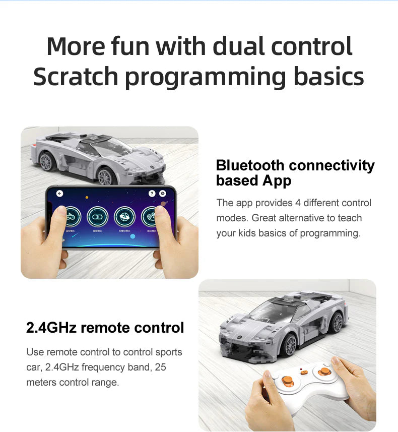 CaDA Lotus Evija Sports Car - RC Dual Mode Control - 1:20 308 Pieces Brick Model Kit C51071W