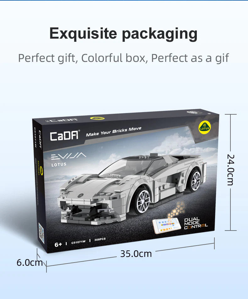 CaDA Lotus Evija Sports Car - RC Dual Mode Control - 1:20 308 Pieces Brick Model Kit C51071W