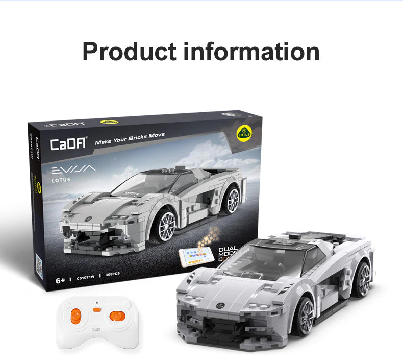 CaDA Lotus Evija Sports Car - RC Dual Mode Control - 1:20 308 Pieces Brick Model Kit C51071W