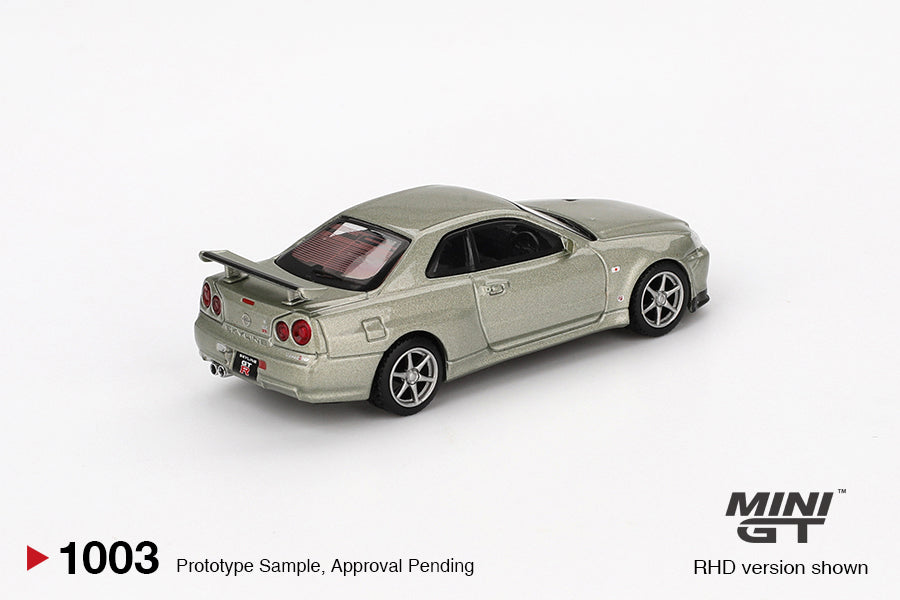 Mini GT Nissan Skyline GT-R (R34) V-Spec II Nurmillenium Jade RHD 1:64 - MGT01003-R