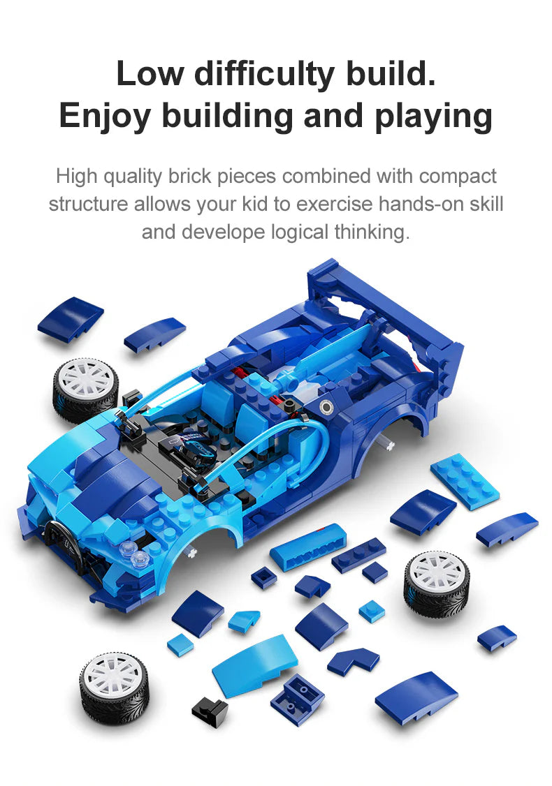 CaDA Blue Knight Sports Car - RC Dual Mode Control - 1:20 325 Pieces Brick Model Kit C51077W