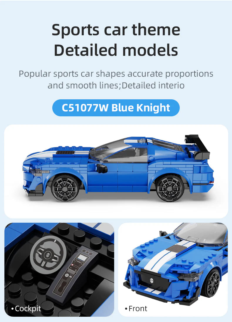 CaDA Blue Knight Sports Car - RC Dual Mode Control - 1:20 325 Pieces Brick Model Kit C51077W