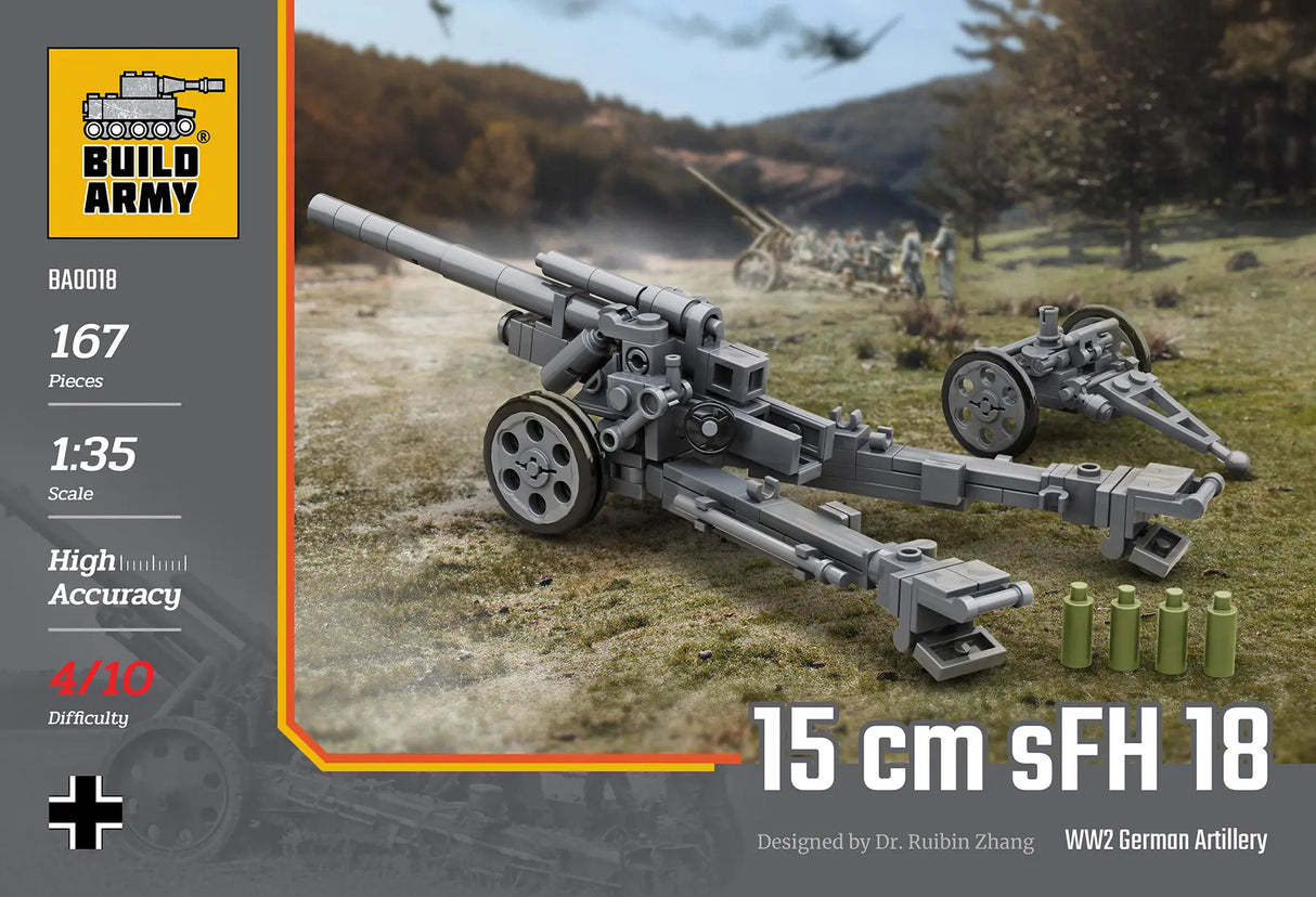 Build Army WW2 German 15cm SFH 18 Artillery - 1:35 Scale 167 Pieces - BA0018