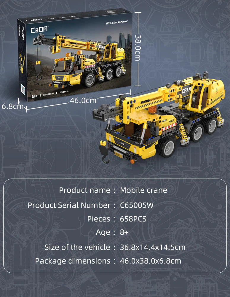 CaDA Mobile Crane Construction Truck 658 Pieces Brick Model Kit C65005W