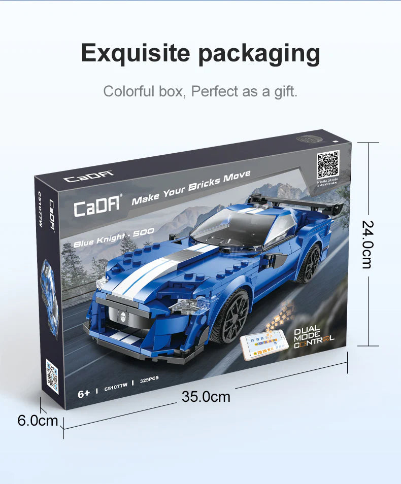 CaDA Blue Knight Sports Car - RC Dual Mode Control - 1:20 325 Pieces Brick Model Kit C51077W