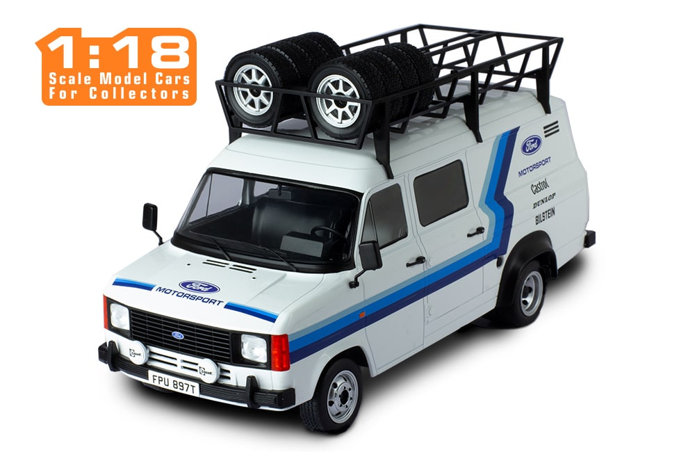 IXO Ford Transit Mk2 Team Ford Rally Assistance Van with Roof Accessories 1985 1:18 - 18RMC073XE