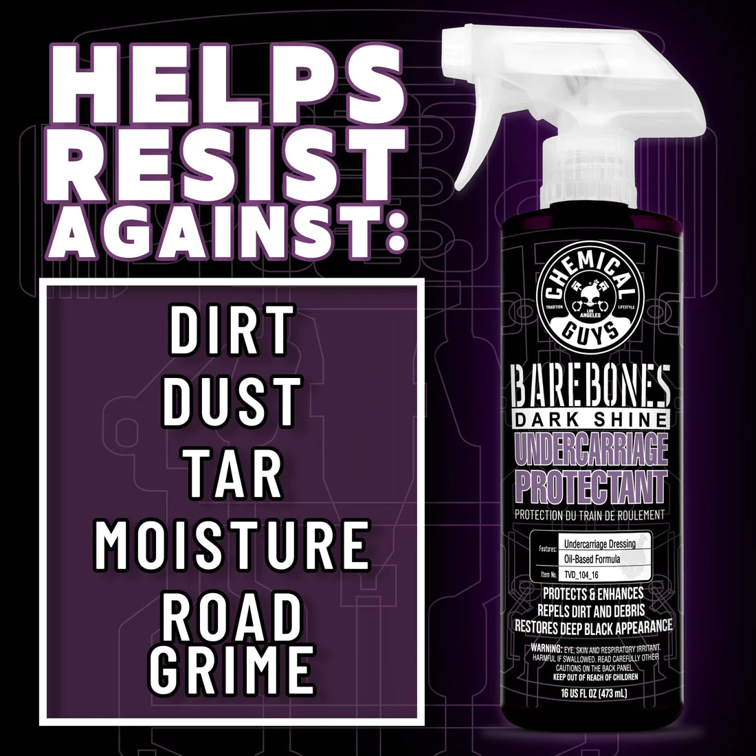 Chemical Guys Bare Bones Undercarriage Spray Dark Shine - 16oz
