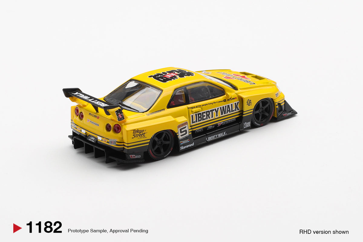 Mini GT Nissan LB-ER34 Super Silhouette SKYLINE Sport Yellow RHD 1:64 - MGT01182-R