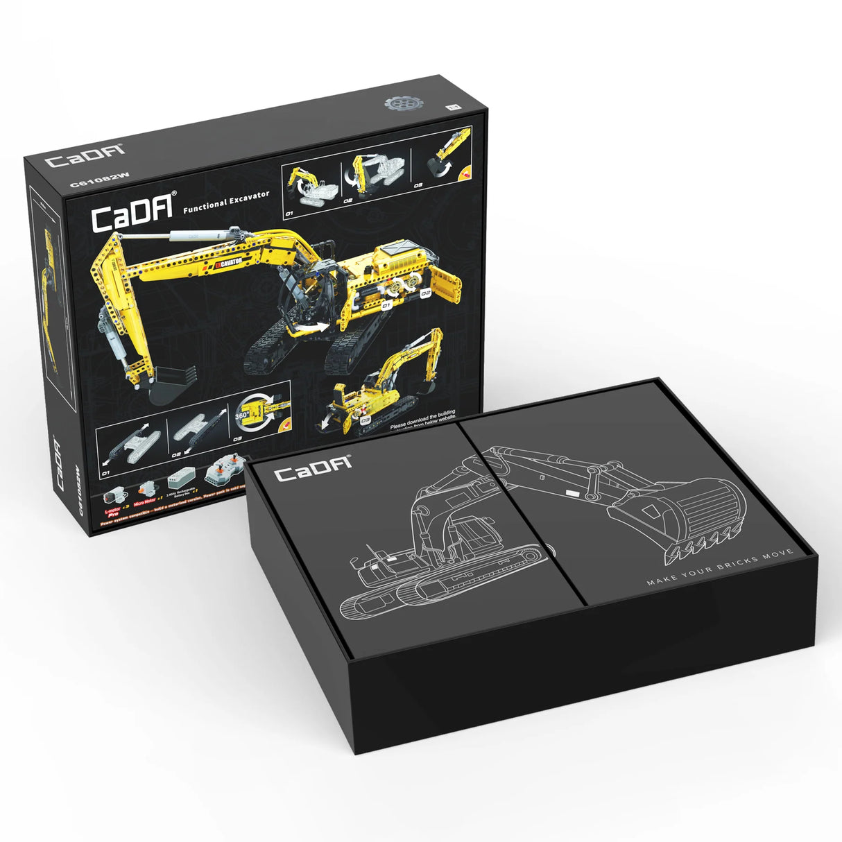 CaDA Excavator - Full Function 1702 Pieces Brick Model Kit C61082W