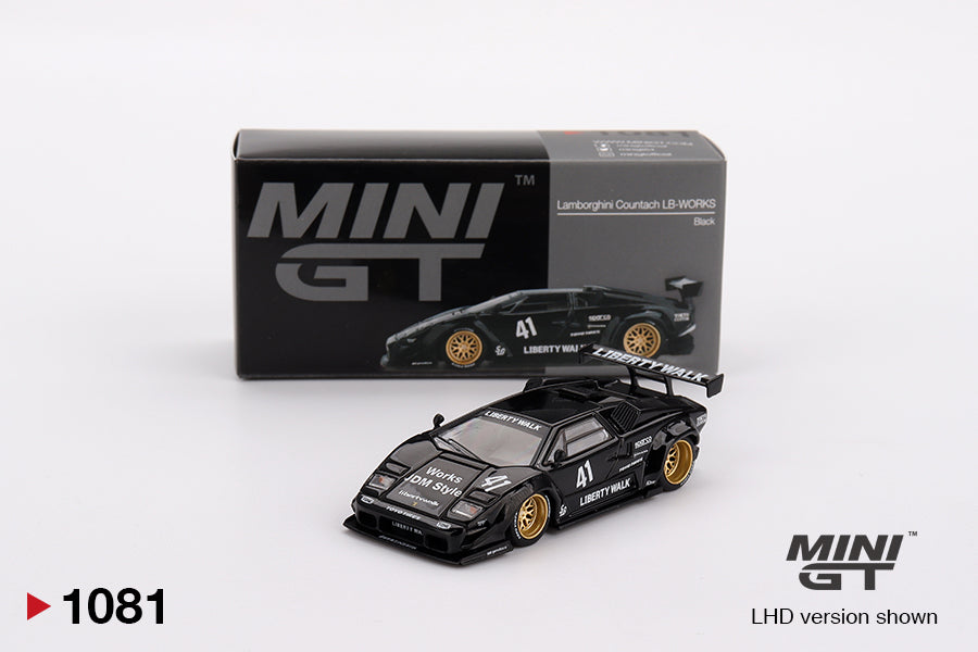 Mini GT Lamborghini Countach LB-Works Black LHD 1:64 - MGT01081-L