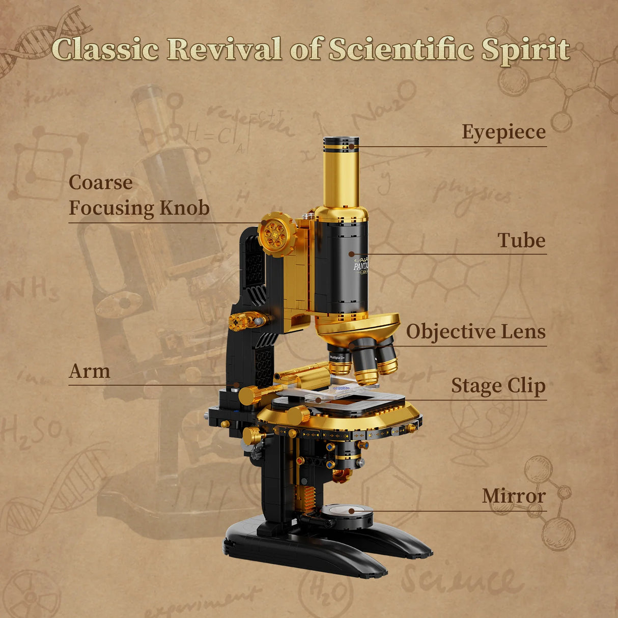 Pantasy Retro Microscope with Accessories Set 1107 pcs Brick Model Kit 85034