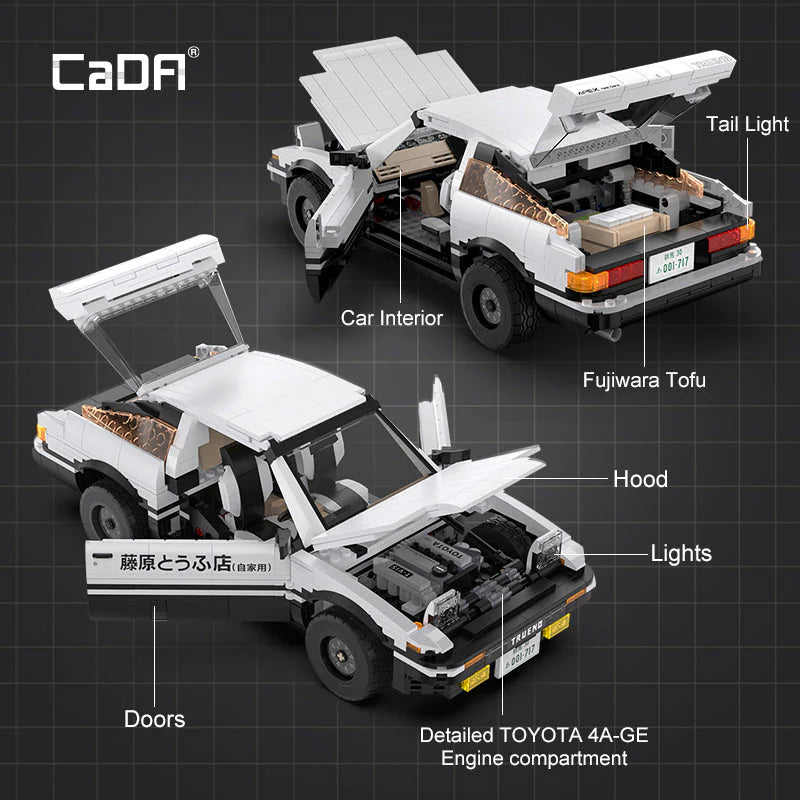 CaDA Initial D 1:12 Toyota AE86 Trueno 1324 Pieces Brick Model Kit C61024W