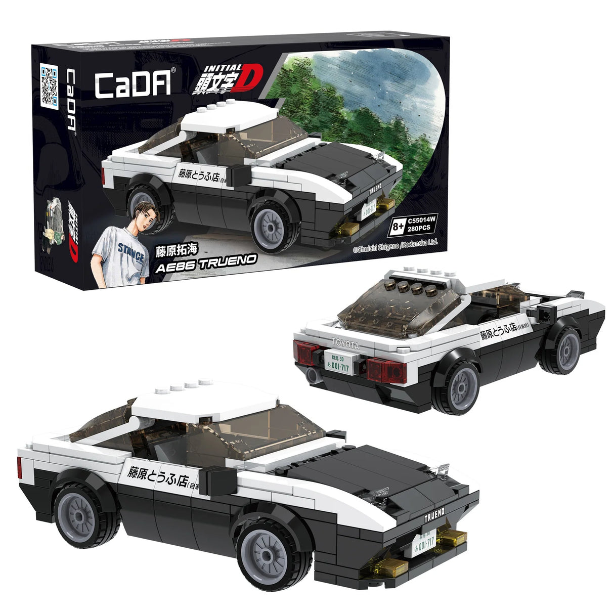 CaDA Initial D Toyota Trueno AE86 Car 1:24 280 Pieces Brick Model Kit C55014W