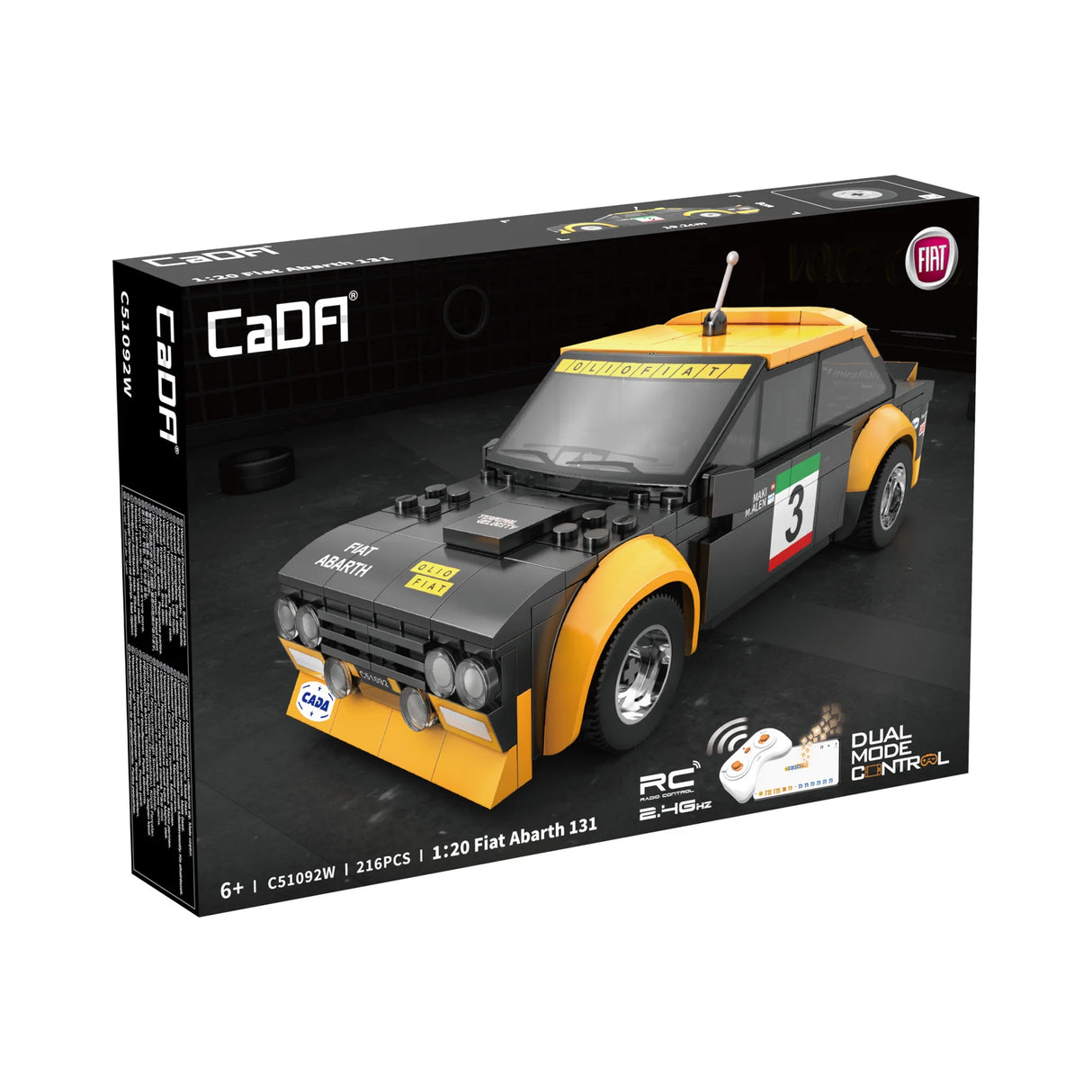 CaDA Fiat Abarth 131 - RC Dual Mode Control - 1:20 216 Pieces Brick Model Kit C51092W