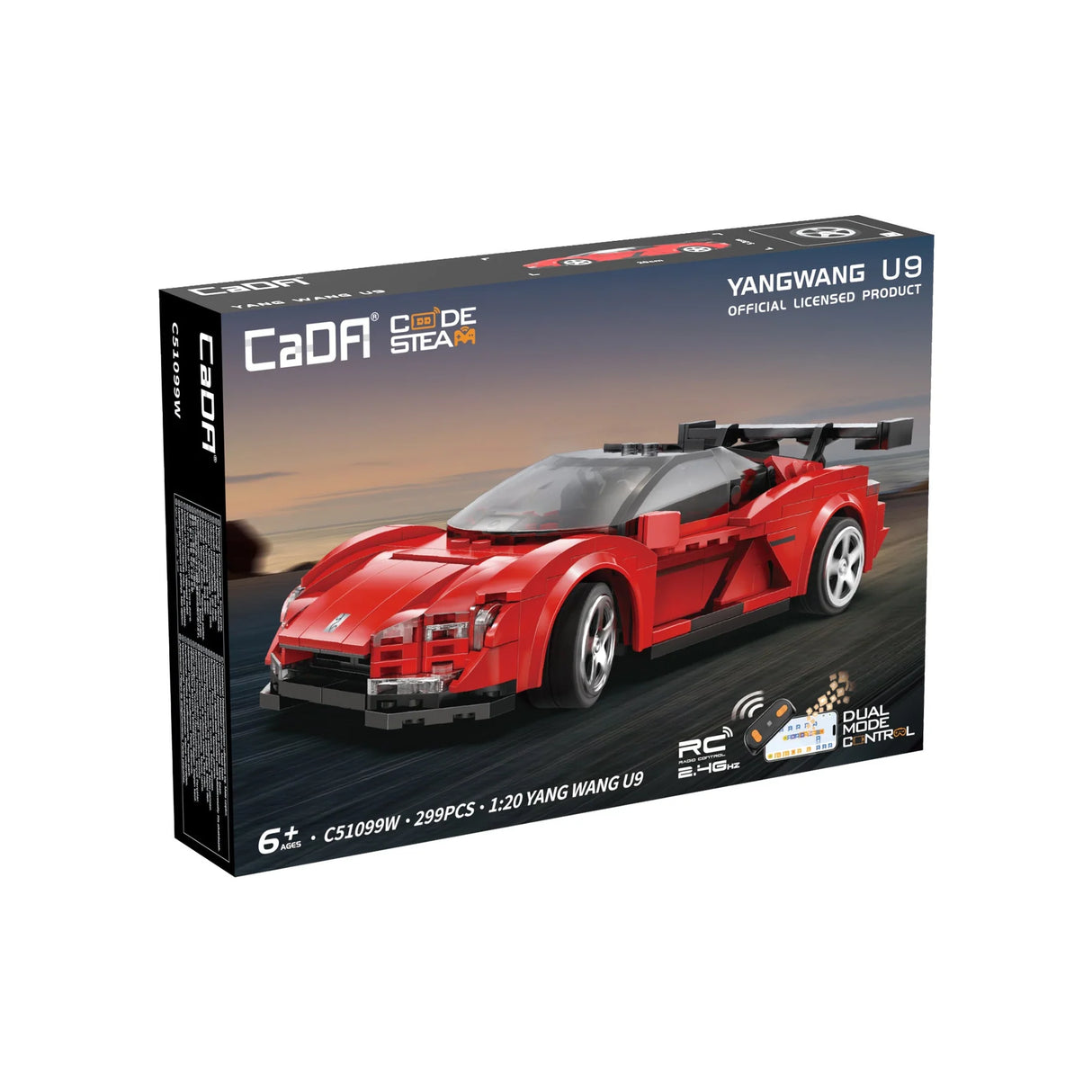 CaDA BYD Yangwang U9 Electric Super Coupé - RC Dual Mode Control - 1:20 299 Pieces Brick Model Kit C51099W