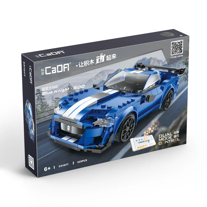 CaDA Blue Knight Sports Car - RC Dual Mode Control - 1:20 325 Pieces Brick Model Kit C51077W