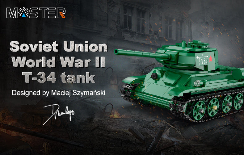 CaDA Master T34 Medium Tank - RC Control - 1:35 722 Pieces Brick Model Kit C61072W