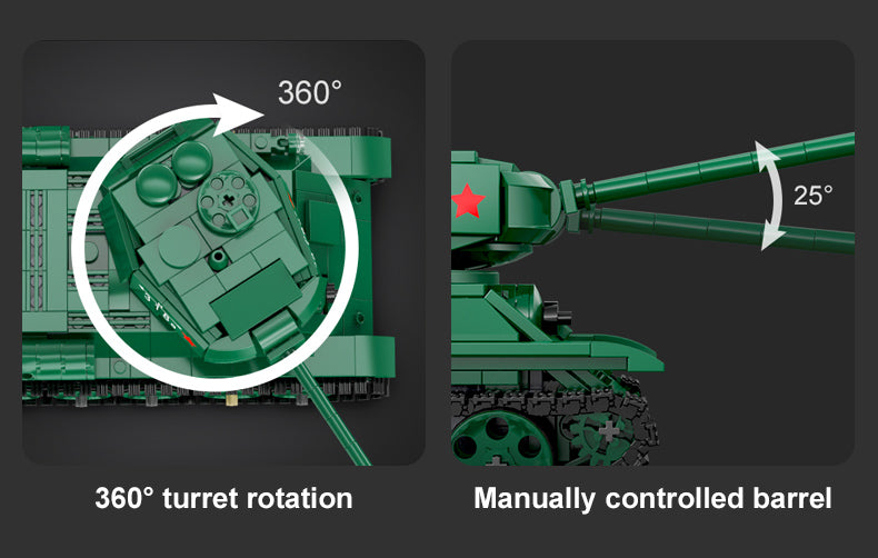 CaDA Master T34 Medium Tank - RC Control - 1:35 722 Pieces Brick Model Kit C61072W