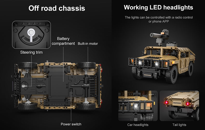 CaDA Humvee - RC Dual Mode Control - 1:14 628 Pieces Brick Model Kit C51202W