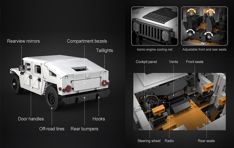 CaDA Humvee Off-Road Truck 1:12 1386 Pieces Brick Model Kit C61027W