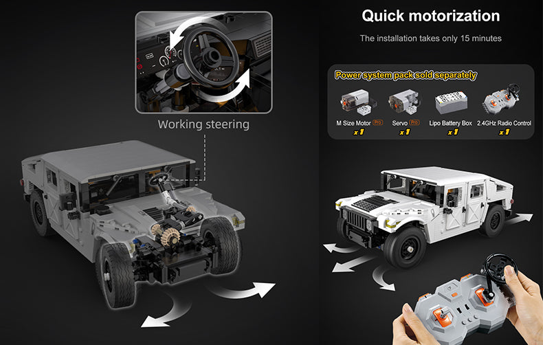 CaDA Humvee Off-Road Truck 1:12 1386 Pieces Brick Model Kit C61027W