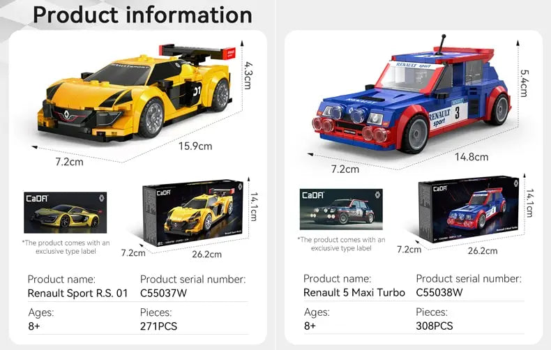 CaDA Renault Sport RS.01 1:24 271 Pieces Brick Model Kit C55037W