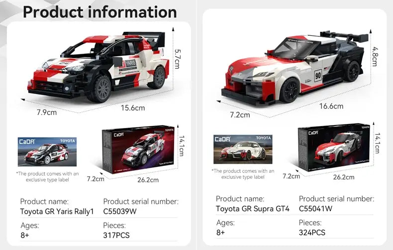 CaDA Toyota GR Supra GT4 Car 1:24 324 Pieces Brick Model Kit C55041W