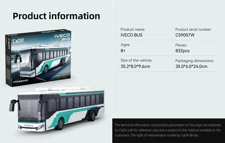 CaDA Iveco Crossway Bus 1:43 832 Pieces Brick Model Kit C59007W