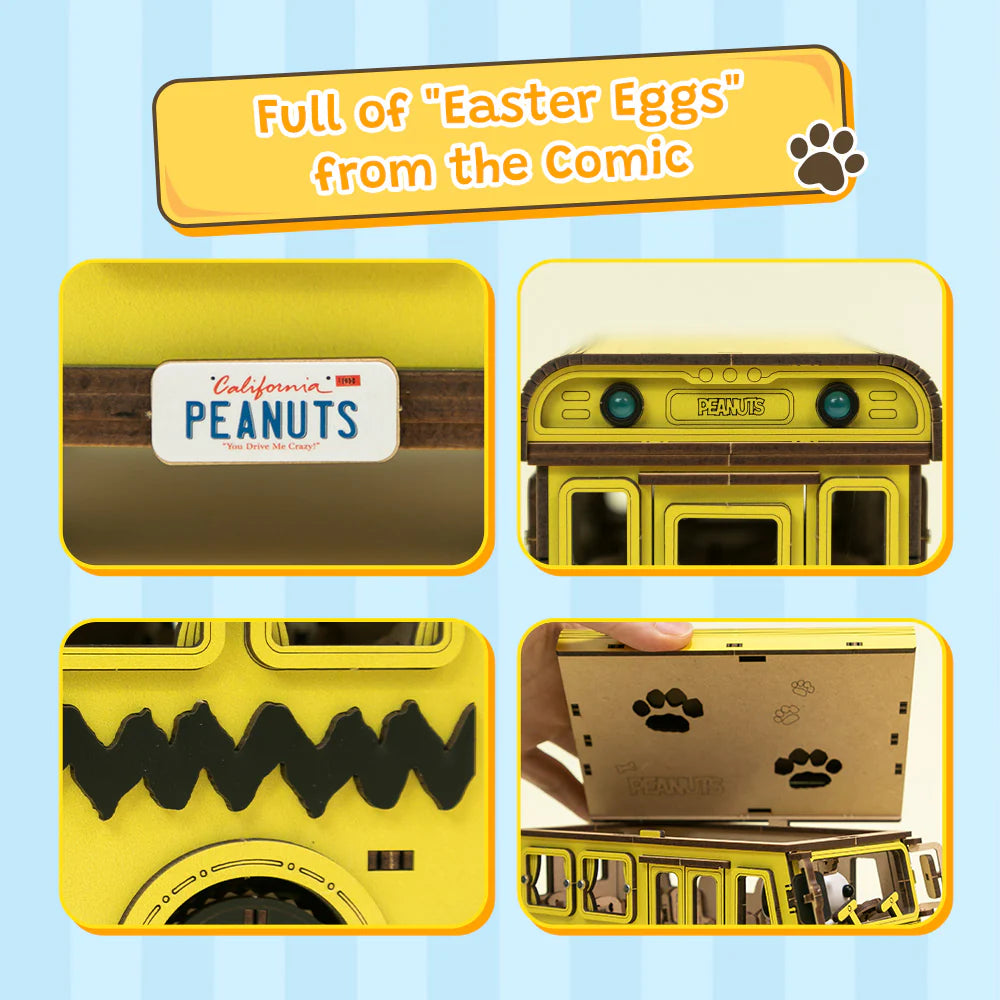 Puremind Peanuts™ Snoopy Yellow School Bus Wooden Kit 1204