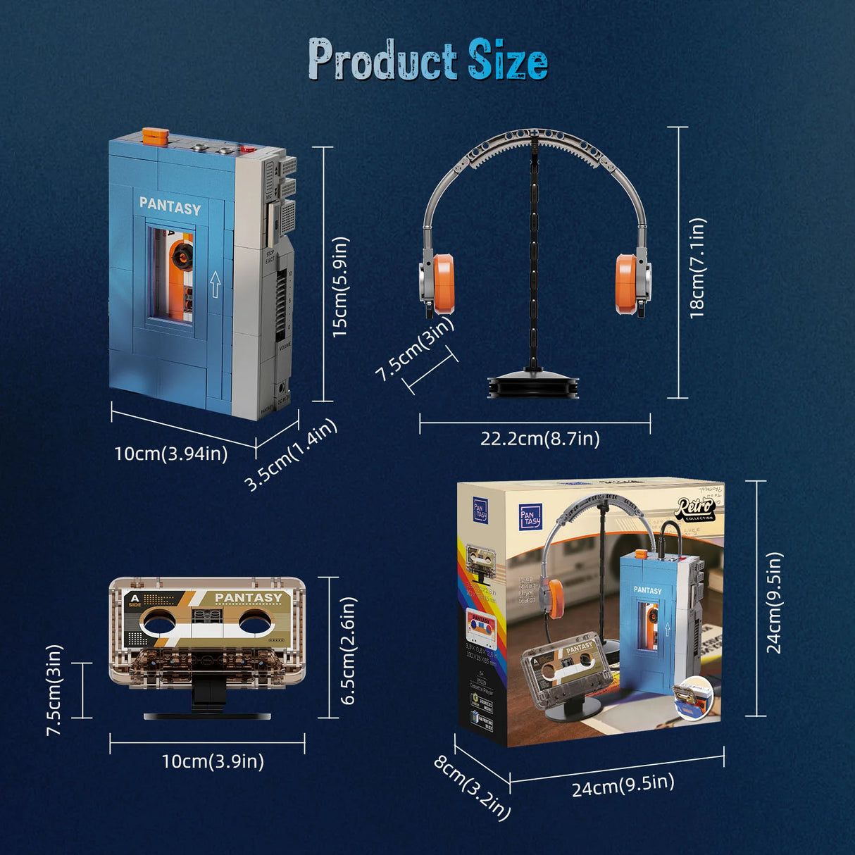 Pantasy Retro Tape Cassette Player 569 pcs Brick Model Kit 85039