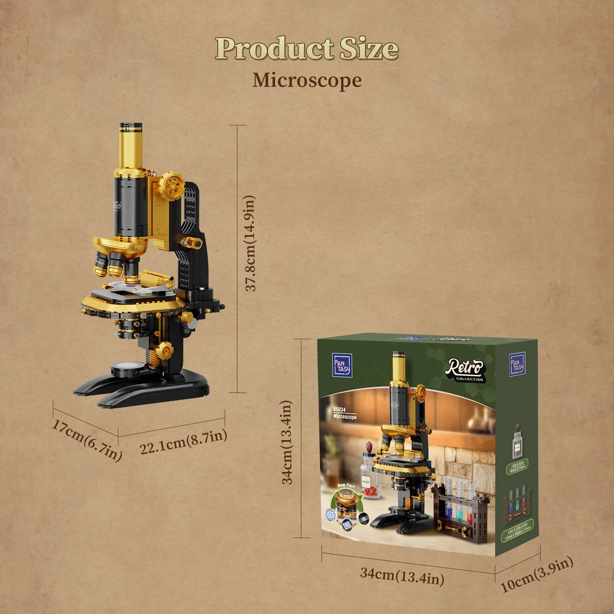 Pantasy Retro Microscope with Accessories Set 1107 pcs Brick Model Kit 85034