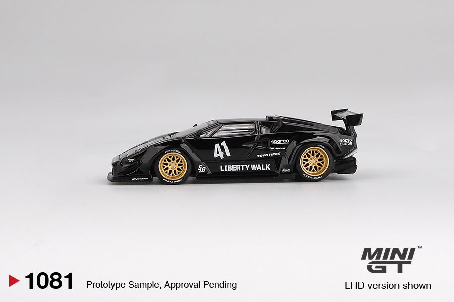 Mini GT Lamborghini Countach LB-Works Black LHD 1:64 - MGT01081-L
