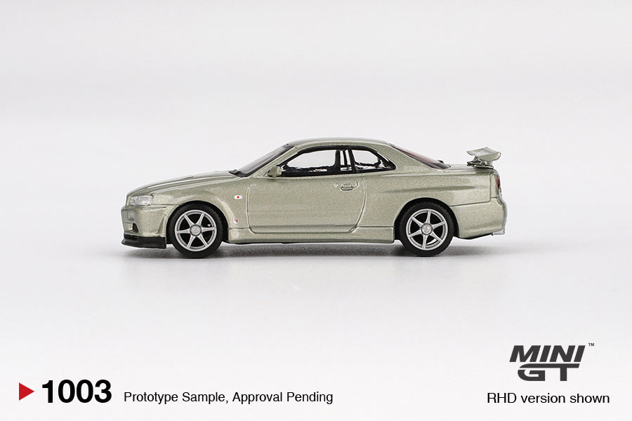 Mini GT Nissan Skyline GT-R (R34) V-Spec II Nurmillenium Jade RHD 1:64 - MGT01003-R