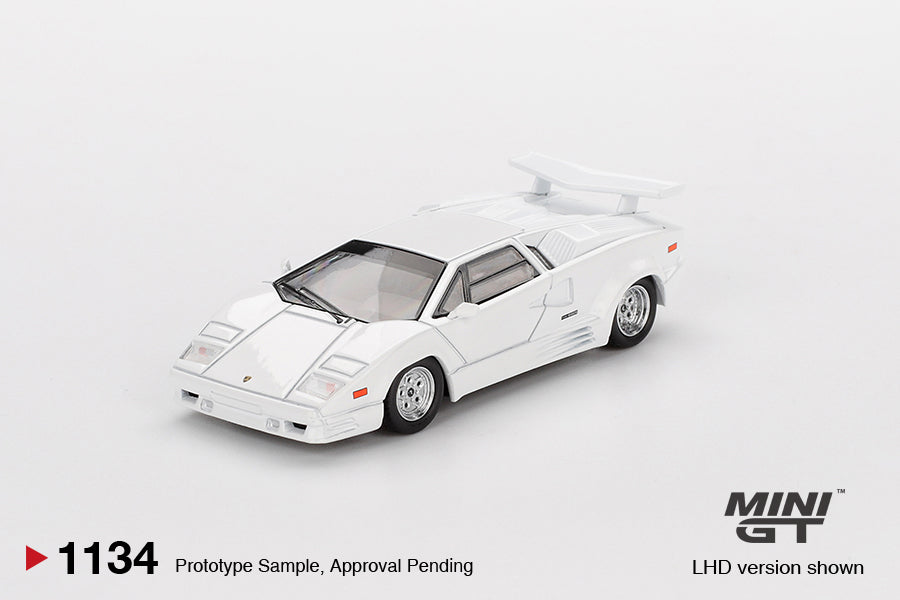 Mini GT Lamborghini Countach 25th Anniversary White LHD 1:64 - MGT01134-L