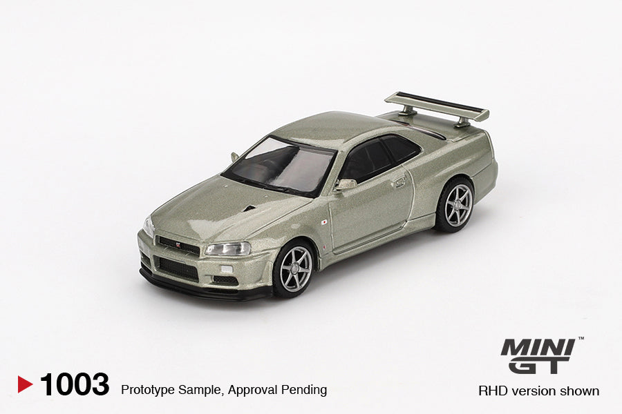 Mini GT Nissan Skyline GT-R (R34) V-Spec II Nurmillenium Jade RHD 1:64 - MGT01003-R