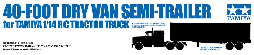 Tamiya RC 40ft Dry Van Semi-Trailer for 1/14 Scale Tractor Trucks - Item #56382
