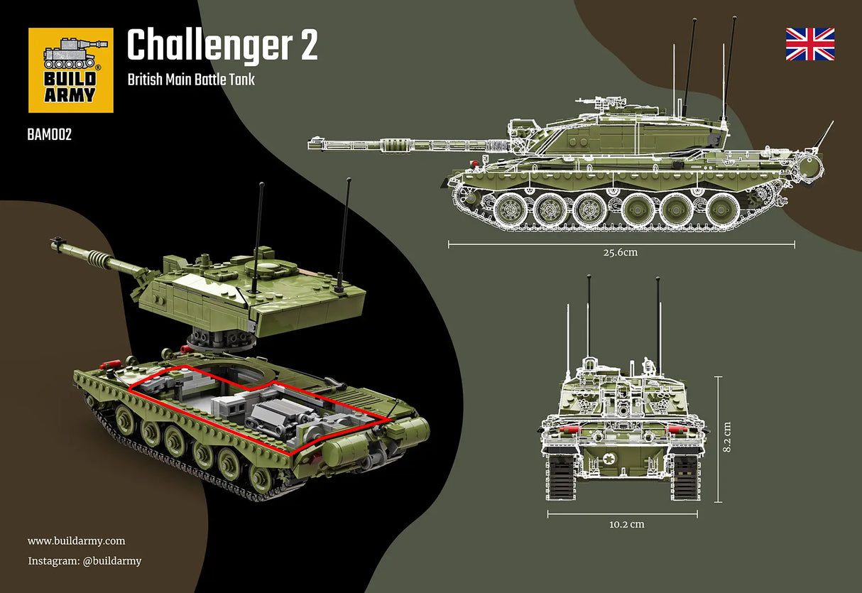 Build Army Challenger 2 Main Battle Tank - 1:33 Scale 1350 Pieces - BAM002