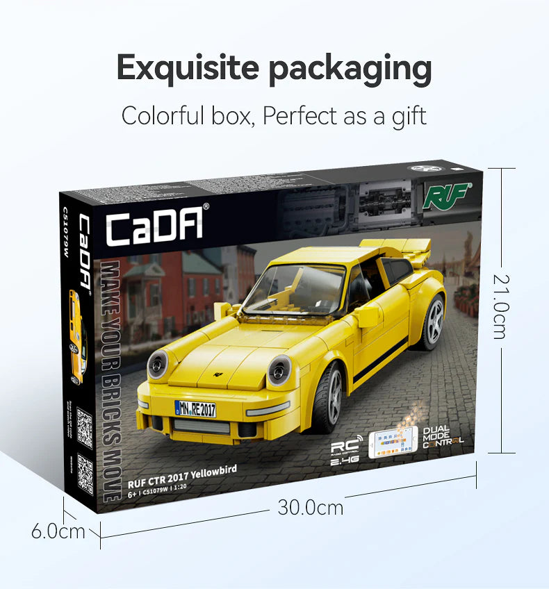 CaDA RUF CTR 2017 Yellowbird - RC Dual Mode Control - 1:20 222 pieces Brick Model Kit C51079W