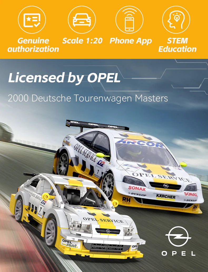 CaDA Opel Astra V8 Coupe - RC Dual Mode Control - 1:20 330 Pieces Brick Model Kit C51081W
