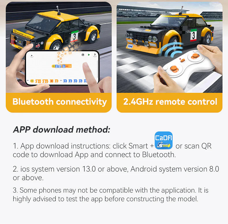 CaDA Fiat Abarth 131 - RC Dual Mode Control - 1:20 216 Pieces Brick Model Kit C51092W