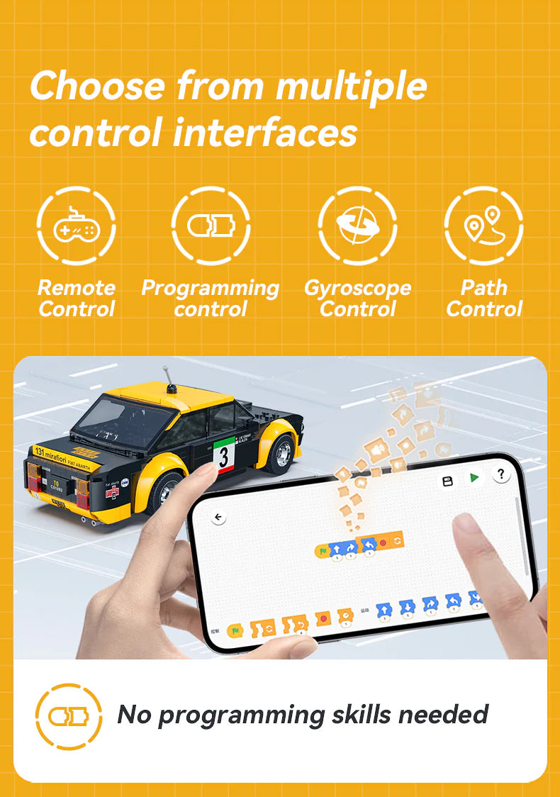 CaDA Fiat Abarth 131 - RC Dual Mode Control - 1:20 216 Pieces Brick Model Kit C51092W