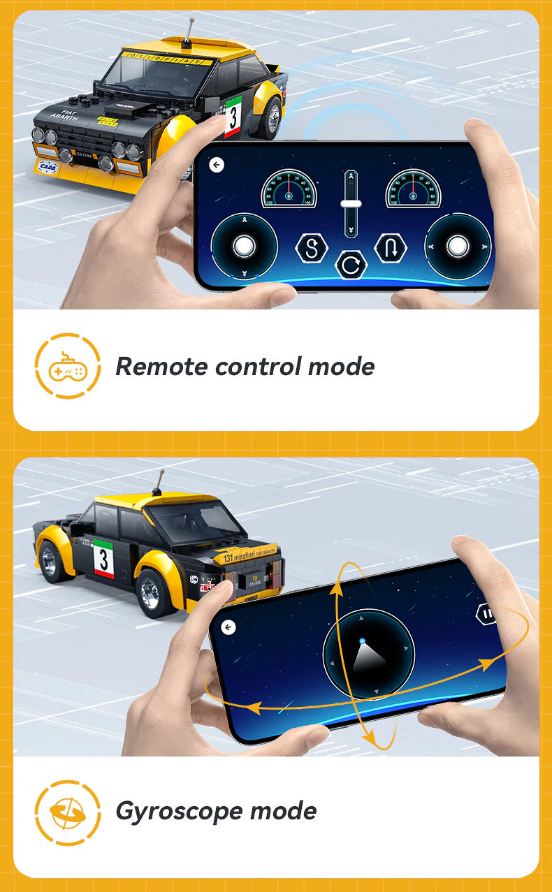 CaDA Fiat Abarth 131 - RC Dual Mode Control - 1:20 216 Pieces Brick Model Kit C51092W