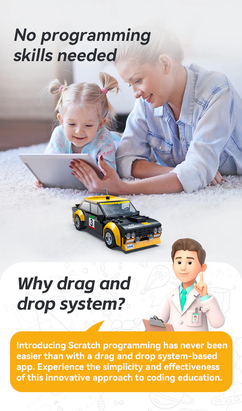 CaDA Fiat Abarth 131 - RC Dual Mode Control - 1:20 216 Pieces Brick Model Kit C51092W