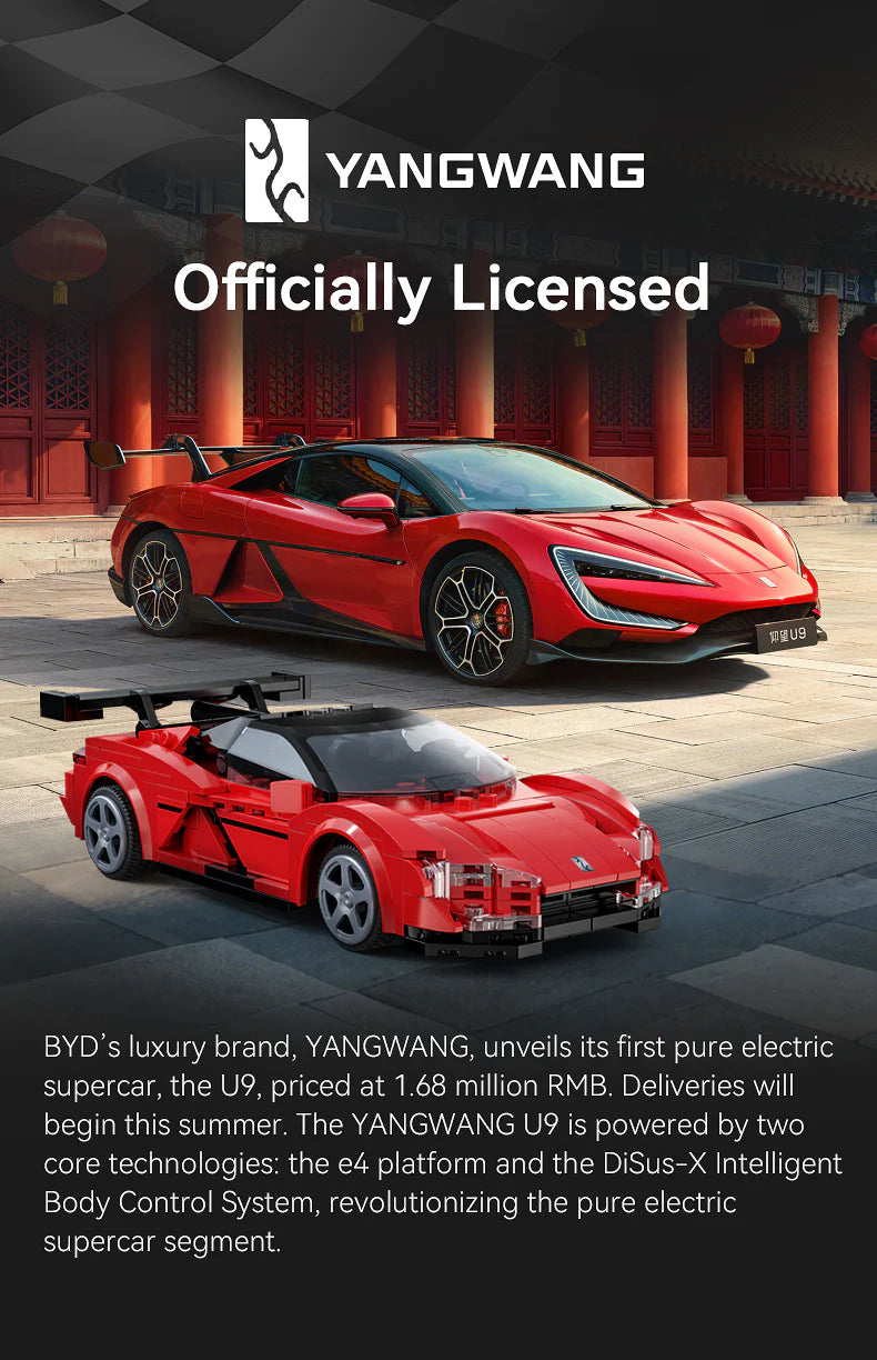 CaDA BYD Yangwang U9 Electric Super Coupé - RC Dual Mode Control - 1:20 299 Pieces Brick Model Kit C51099W